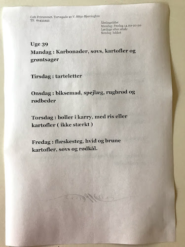 Opinii despre Cafe Frirummet Aps în Bjerringbro - Gastronomi og hotelvirksomhed